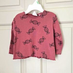 3/$20 Zara Pink Long Sleeve TshirtCandy Print